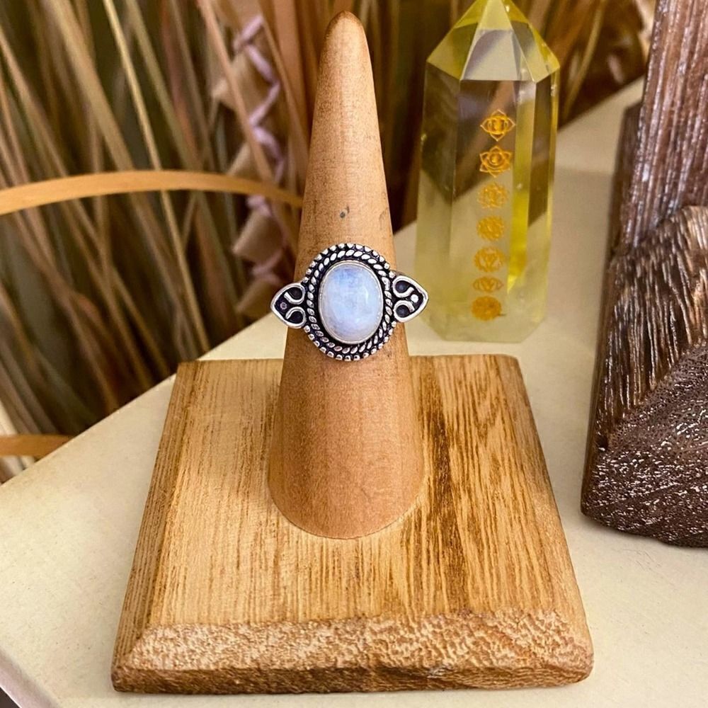 Sterling Silver Moonstone Boho Ring Size 8